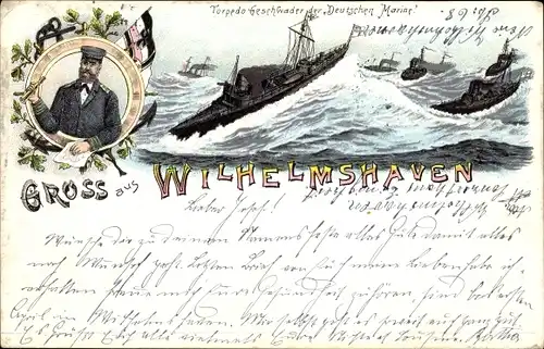 Litho Ak Wilhelmshaven, Kaiserliche Marine, Torpedoboote, Geschwader
