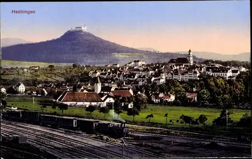 Ak Hechingen im Zollernalbkreis, Panorama, Bahnanlagen