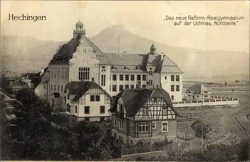 Ak Hechingen, Neues Reform Realgymnasium auf der Lichtnau, Nordseite