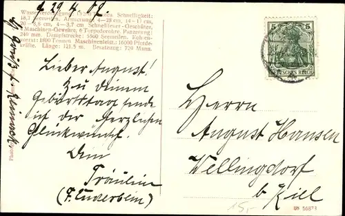 Ak Deutsches Kriegsschiff, SMS Schlesien, Linienschiff, Kaiserliche Marine