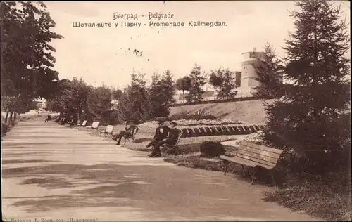 Ak Beograd Belgrad Serbien, Promenade Kalimegdan