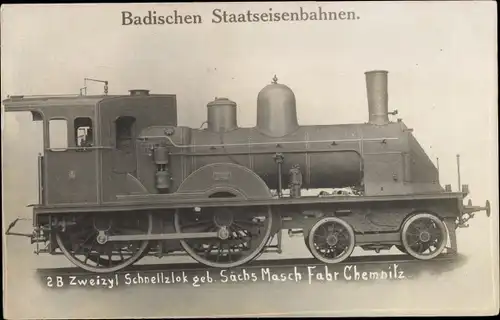 Foto Ak Deutsche Eisenbahn, Badische Staatseisenbahn, Dampflok