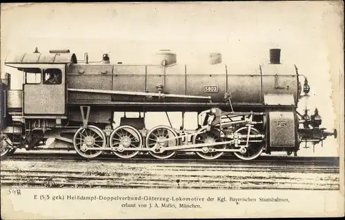 Foto Ak Deutsche Eisenbahn, KB Staatsbahn, Dampflok Nr. 5803