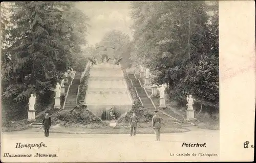 Ak Peterhof Russland, La cascade de l'Echiquier