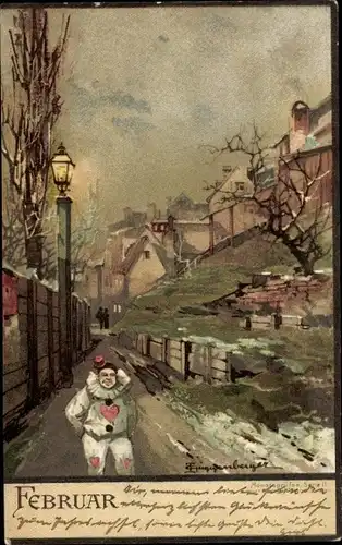 Künstler Litho Guggenberger, Thomas, Monat Februar, Winter, Harlekin, Allegorie