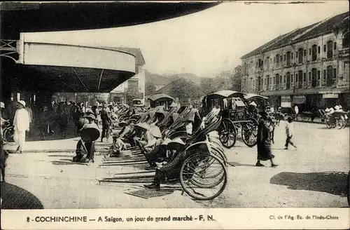 Ak Saigon Cochinchine Vietnam, Un jour de grand marche