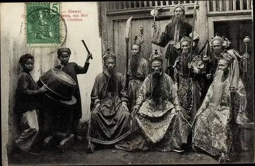 Ak Saigon Cochinchine Vietnam, Comediens, Portrait, Trommel