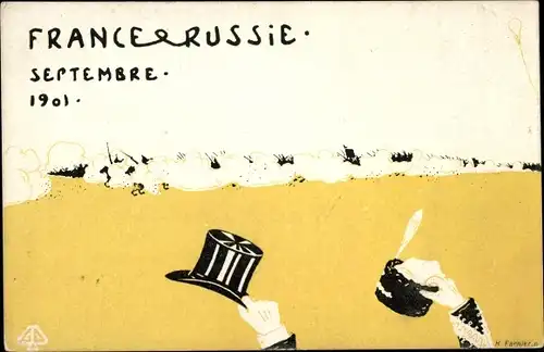 Künstler Ak Farnier, H., France et Russie Septembre 1901, Frankreich, Russland