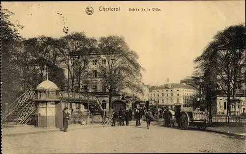 Ak Charleroi Wallonien Hennegau, Entree de la ville, Passanten