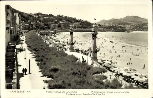 Ak Donostia San Sebastian Baskenland, Paseo y playa de la Concha