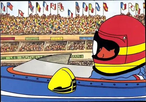 Künstler Ak 24 Heures du Mans, Assurances Incendie La Mutuelle, Les Mutuelles