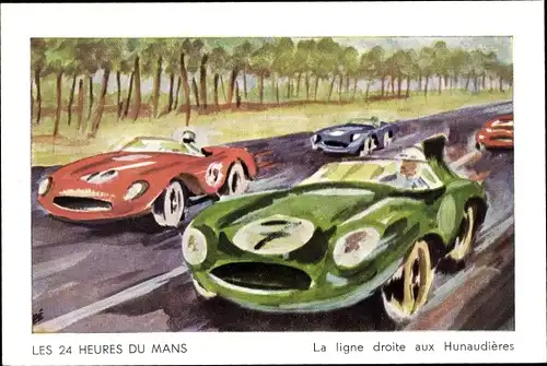 Künstler Ak 24 Heures du Mans, ligne droite aux Hunaudières, Assurances Incendie La Mutuelle
