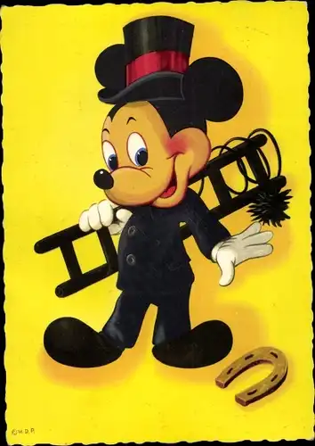 Künstler Ak Walt Disney, Mickey Mouse, Micky Maus, Schornsteinfeger