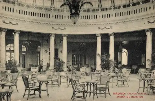 Ak Madrid Spanien, Palace Hotel, Jardin de Invierno