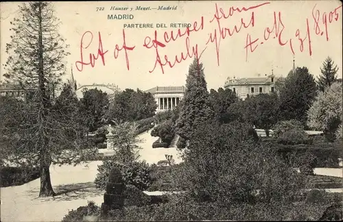 Ak Madrid Spanien, Parterre del Retiro