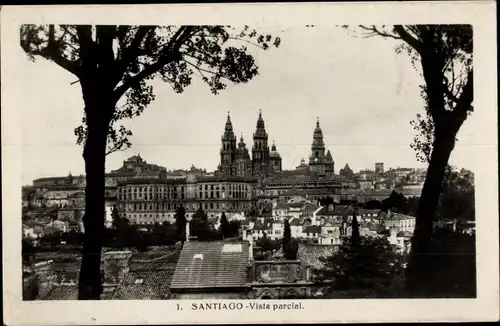 Ak Santiago de Compostela Galicien Spanien, Vista parcial