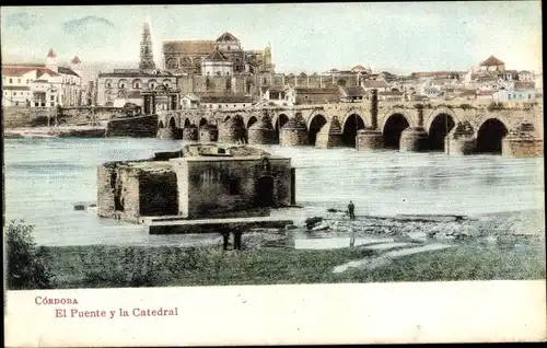 Ak Córdoba Andalusien Spanien, El Puente y la Catedral