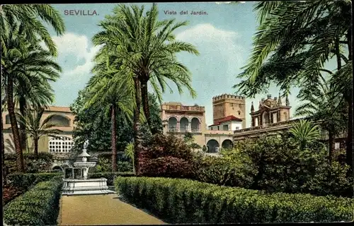 Ak Sevilla Andalusien, Vista del Jardin