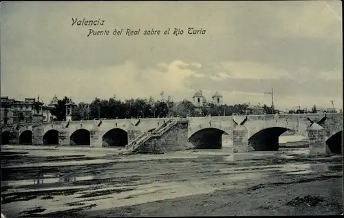 Ak Valencia Stadt Spanien, Puente del Real sobre el Rio Turia