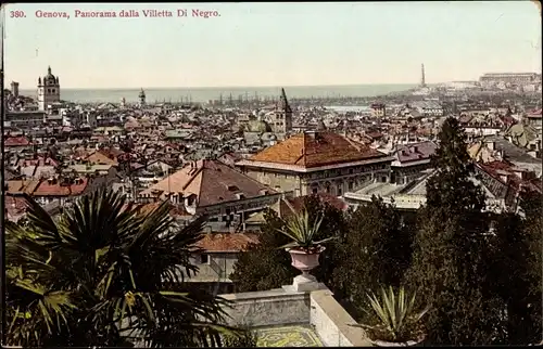 Ak Genova Genua Liguria, Panorama dalla Villetta Di Negro
