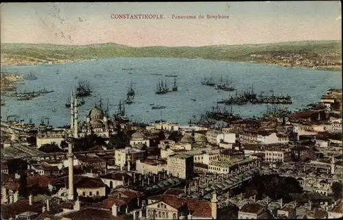 Ak Konstantinopel Istanbul Türkei, Panorama du Bosphore