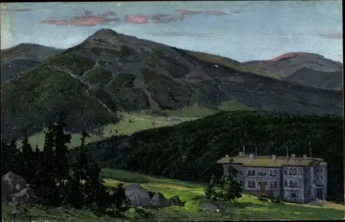 Künstler Ak Morgenstern, Spindleruv Mlýn Spindlermühle Riesengebirge, Peterbaude, Petrova bouda