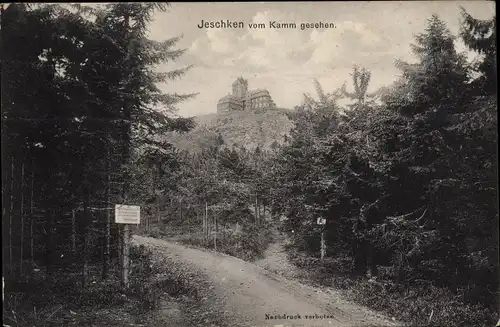 Ak Ještěd Jeschken Region Reichenberg, Jeschkenhaus vom Kamm gesehen