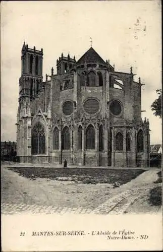 Ak Mantes sur Seine Yvelines, L'Abside de l'Église Notre Dame