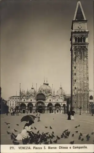 Ak Venezia Venedig Veneto, Piazza S. Marco, Chiesa e Campanile