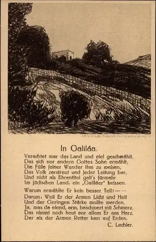 Künstler Ak Wohlgemuth, D., Israel, Gedicht In Galiláa von C. Lechler