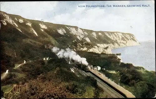 Ak Folkestone Großbritannien, The Warren, Showing Halt