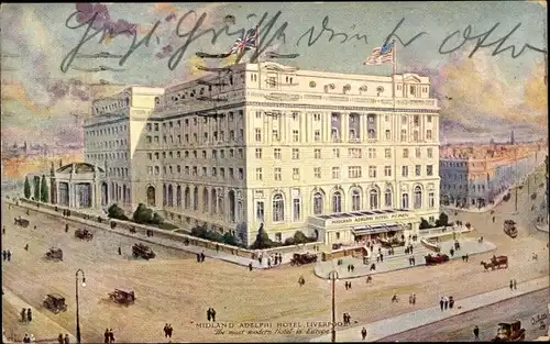 Künstler Ak Liverpool North West England, Midland Adelphi Hotel