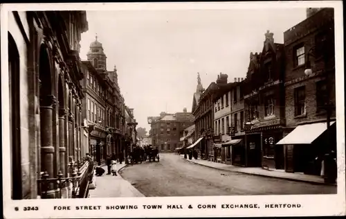 Ak Hertford East England, Fore Street, Town Hall, Corn Exchange