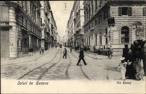 Ak Genova Genua Liguria, Via Roma