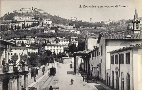 Ak Firenze Florenz Toscana Italien, Contorni, Panorama di Fiesole da San Domenico, Straßenpartie
