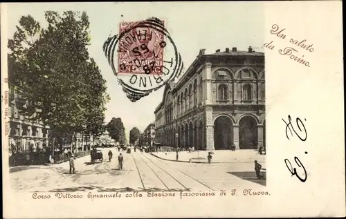 Ak Torino Turin Piemonte, Corso Vittorio Emanuele colla Stazione ferroviaria