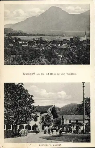 Ak Nußdorf Nussdorf am Inn, Panorama, Wildbarn, Schneiders Gasthof