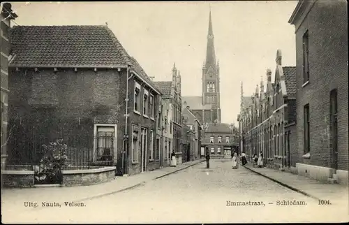 Ak Schiedam Südholland, Emmastraat, Kirche