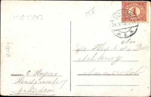 Litho Schiedam Südholland, Zeppelin, Mann schreibt einen Brief