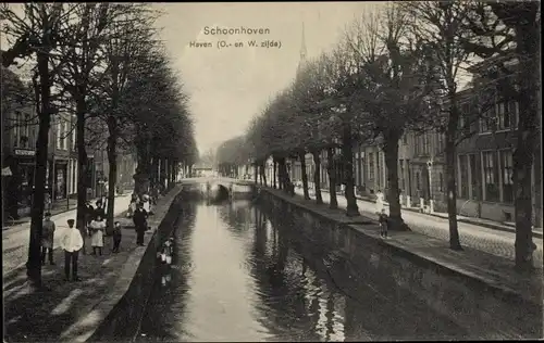 Ak Schoonhoven Südholland Niederlande, Haven, Ortsansicht