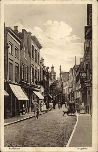 Ak Schiedam Südholland Niederlande, Hoogstraat