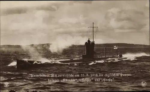 Ak Deutsches Unterseeboot, U-Boot U 9, Kaiserliche Marine