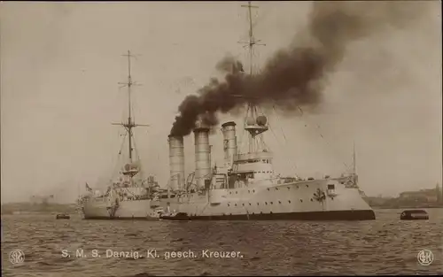 Ak Deutsches Kriegsschiff, SMS Danzig, Kl. gesch. Kreuzer, Kaiserliche Marine