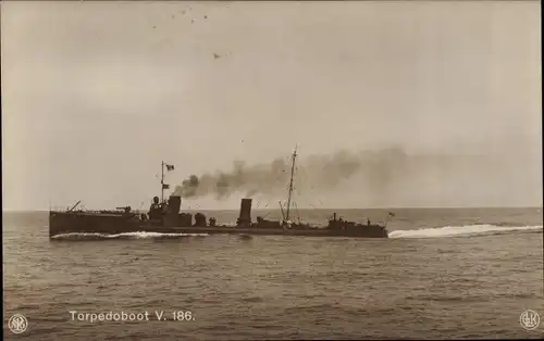 Ak Deutsches Kriegsschiff, Torpedoboot V 186, Kaiserliche Marine
