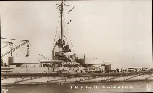 Ak Deutsches Kriegsschiff, SMS Seydlitz, Schlachtkreuzer, Schwere Artillerie, Kaiserliche Marine