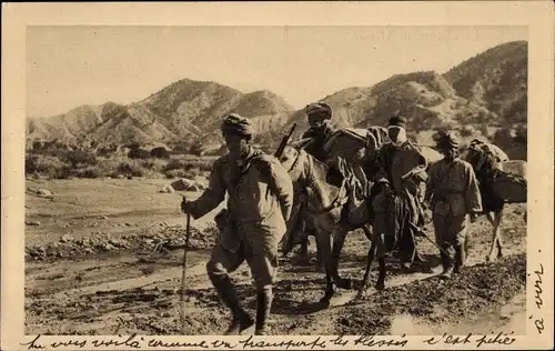 Ak Marokko, La Guerre au Maroc, un Convoi de blesses a Kifane