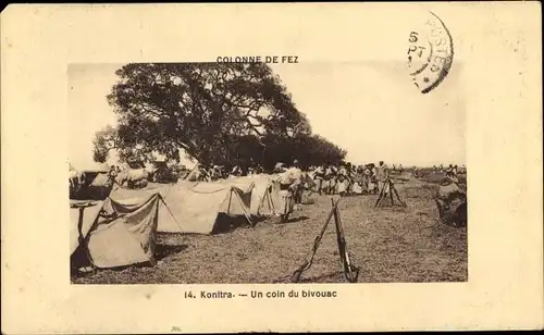 Ak Kenitra Marokko, Un coin du bivouac, Colonne de Fez, Biwak, Zeltlager