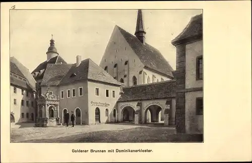 Ak Leipzig, Internationale Baufachausstellung 1913, Goldener Brunnen, Dominikanerkloster um 1800