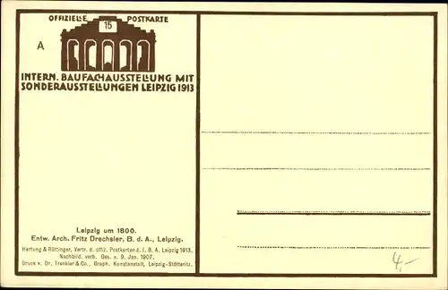 Ak Leipzig, Internationale Baufachausstellung 1913, Goldener Brunnen, Dominikanerkloster um 1800
