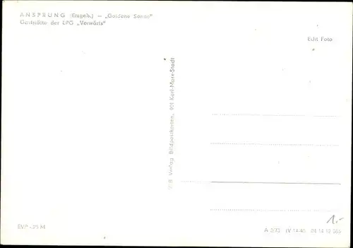 Ak Ansprung Marienberg im Erzgebirge, Goldene Sonne, Gaststätte der LPG Vorwärts, Innenansicht